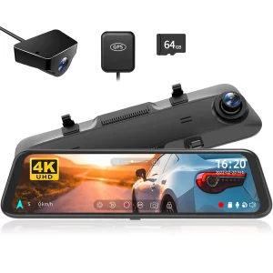 WOLFBOX G850 12" 4K Rear View Mirror Dash Cam Front and Rear - Image 1